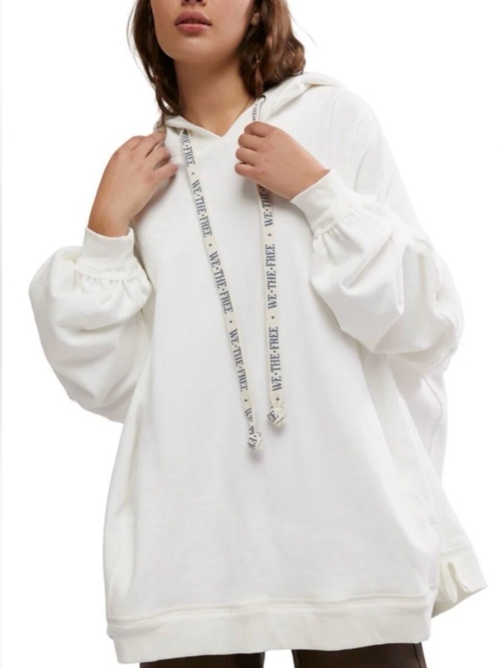 Free People We The Free. White Oversized Hoodie Size Medium - Picture 11 of 11
